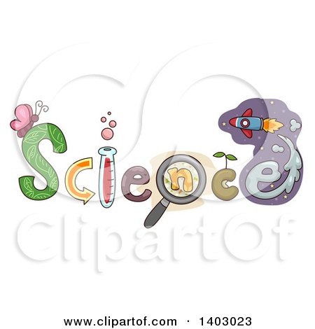 Clipart of a Science Word Design with Related Items As the Lettters - Royalty Free Vector Illustration by BNP Design Studio