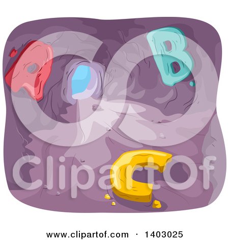Clipart of a Cave with Alphabet Letters Inside - Royalty Free Vector Illustration by BNP Design Studio