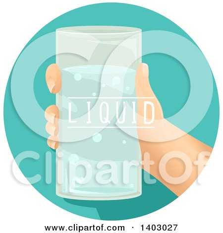 Clipart of a Child's Hand Holding a Glass of Water - Royalty Free Vector Illustration by BNP Design Studio