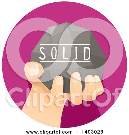 Clipart of a Child's Hand Holding a Solid Rock - Royalty Free Vector Illustration by BNP Design Studio