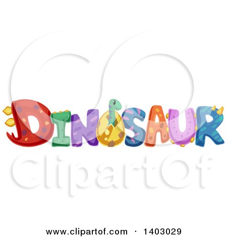 Clipart of the Word Dinosaur with Patterns and a Brachiosaurus - Royalty Free Vector Illustration by BNP Design Studio