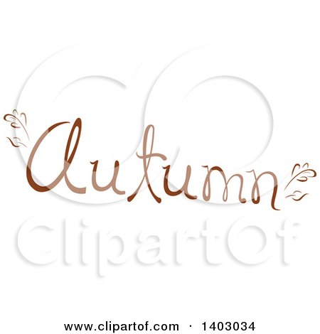 Clipart of an Autumn Word Seasonal Design in Brown, with Fall Leaves - Royalty Free Vector Illustration by BNP Design Studio