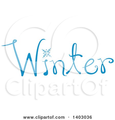 Clipart of a Winter Word Seasonal Design in Blue, with a Swowflake - Royalty Free Vector Illustration by BNP Design Studio