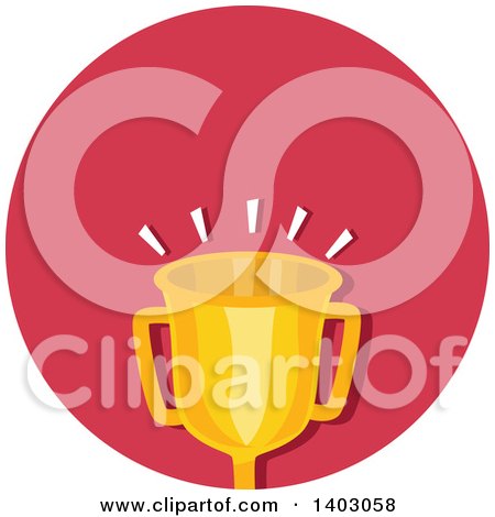 Clipart of a Gold Trophy Cup in a Red Circle - Royalty Free Vector Illustration by BNP Design Studio