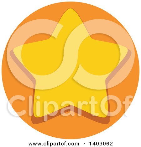 Clipart of a Yellow Star in an Orange Circle - Royalty Free Vector Illustration by BNP Design Studio