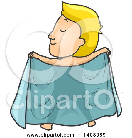 Clipart of a Cartoon Rear View of a Blond White Male Exhibitionist Exposing Himself - Royalty Free Vector Illustration by BNP Design Studio