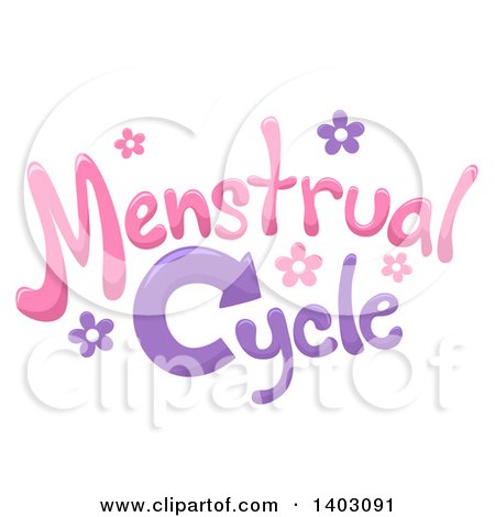 Clipart of a Pink and Purple Floral Menstrual Cycle Word Design - Royalty Free Vector Illustration by BNP Design Studio