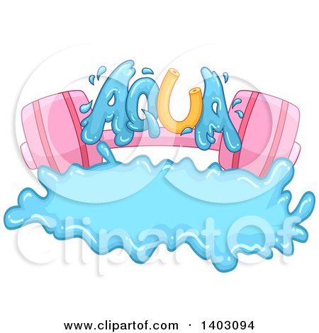 Clipart of a Pink Barbell and Aqua Text with a Splash - Royalty Free Vector Illustration by BNP Design Studio