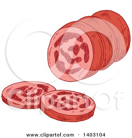 Clipart of a Sketched Salami - Royalty Free Vector Illustration by Vector Tradition SM