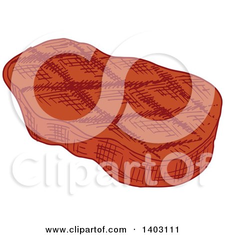 Clipart of a Sketched Beef Steak - Royalty Free Vector Illustration by Vector Tradition SM