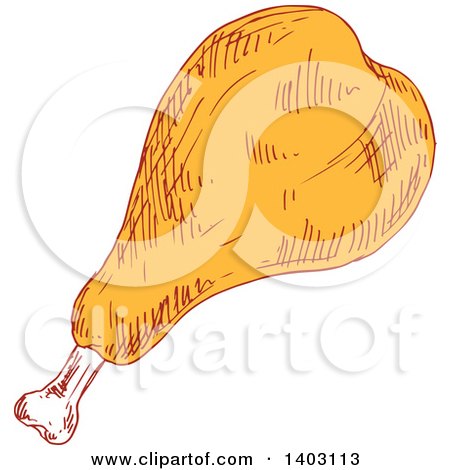 Clipart of a Sketched Chicken Drumstick - Royalty Free Vector Illustration by Vector Tradition SM