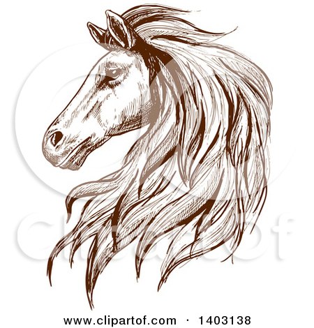 Clipart of a Brown Sketched Horse Head - Royalty Free Vector Illustration by Vector Tradition SM