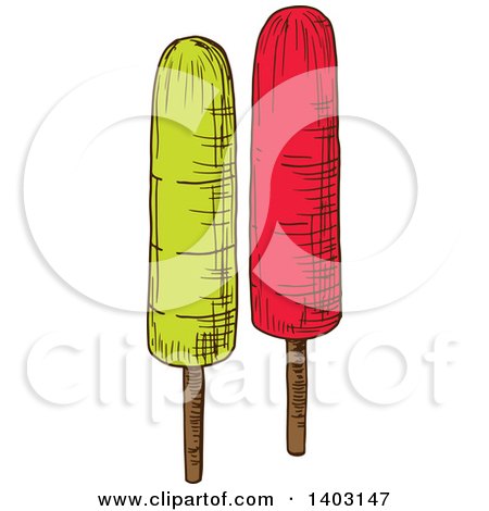 Clipart of Sketched Popsicles - Royalty Free Vector Illustration by Vector Tradition SM