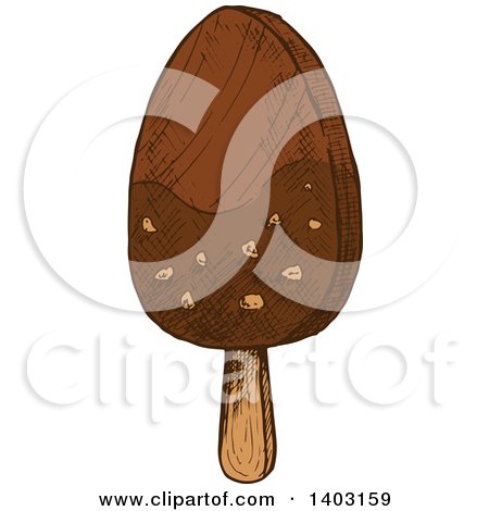 Clipart of a Sketched Fudge Pop - Royalty Free Vector Illustration by Vector Tradition SM