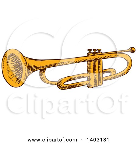 Clipart of a Sketched Trumpet - Royalty Free Vector Illustration by Vector Tradition SM