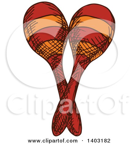 Clipart of a Sketched Pair of Maracas - Royalty Free Vector Illustration by Vector Tradition SM