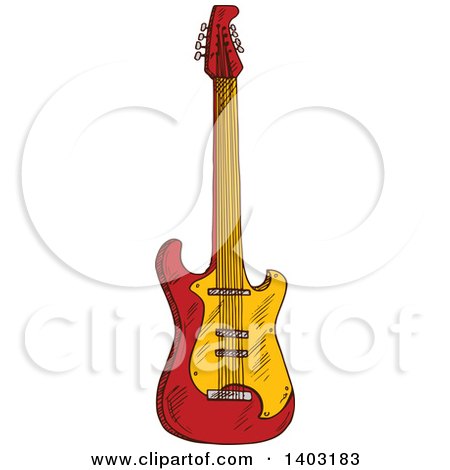 Clipart of a Sketched Electric Guitar - Royalty Free Vector Illustration by Vector Tradition SM