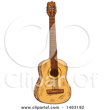 Clipart of a Sketched Acoustic Guitar - Royalty Free Vector Illustration by Vector Tradition SM