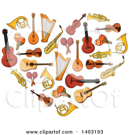 Clipart of a Heart Made of Instruments - Royalty Free Vector Illustration by Vector Tradition SM