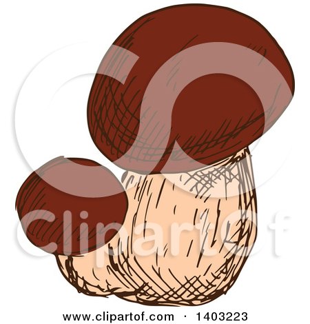 Clipart of Sketched Mushrooms - Royalty Free Vector Illustration by Vector Tradition SM