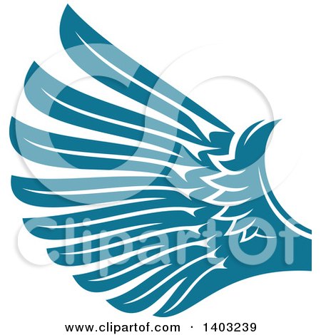 Clipart of a Teal Feathered Bird or Angel Wing - Royalty Free Vector Illustration by Vector Tradition SM
