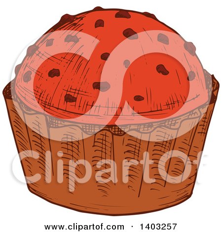 Clipart of a Sketched Cupcake - Royalty Free Vector Illustration by Vector Tradition SM
