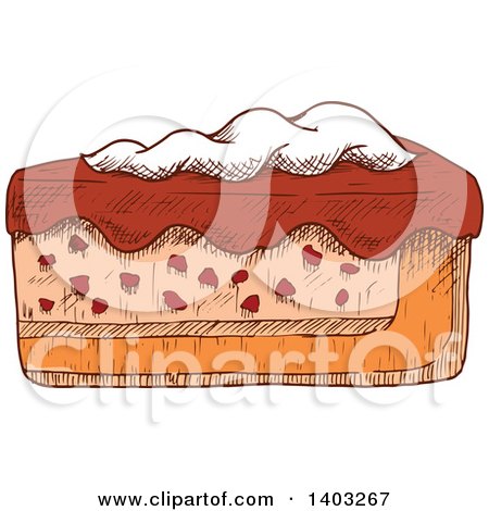 Clipart of a Sketched Slice of Cake - Royalty Free Vector Illustration by Vector Tradition SM