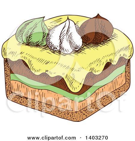 Clipart of a Sketched Slice of Cake - Royalty Free Vector Illustration by Vector Tradition SM