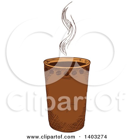 Clipart of a Sketched Hot Coffee - Royalty Free Vector Illustration by Vector Tradition SM