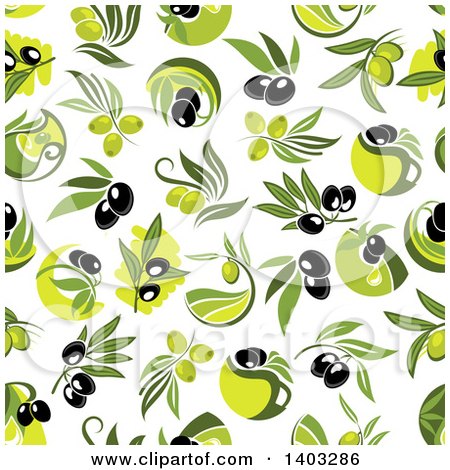 Clipart of a Seamless Background Pattern of Olives - Royalty Free Vector Illustration by Vector Tradition SM