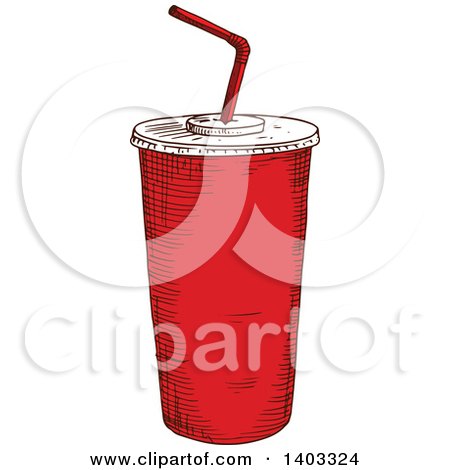 Clipart of a Sketched Fountain Soda - Royalty Free Vector Illustration by Vector Tradition SM