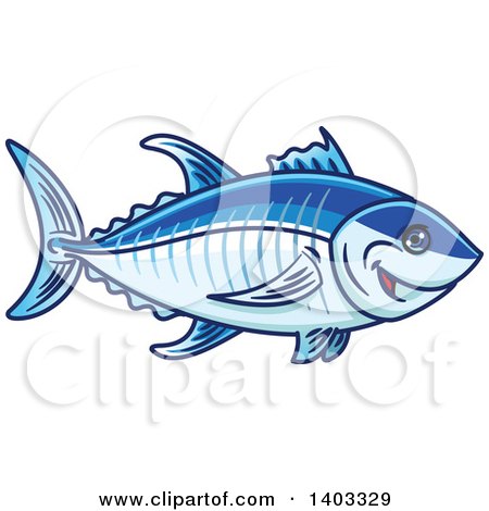 Clipart of a Cartoon Blue Tuna Fish - Royalty Free Vector Illustration by Vector Tradition SM