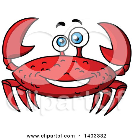 Clipart of a Cartoon Happy Red Crab - Royalty Free Vector Illustration by Vector Tradition SM