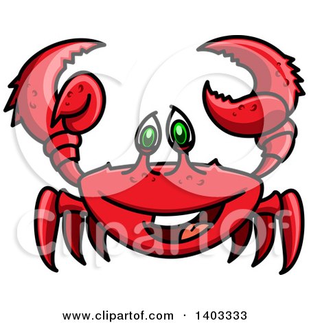 Clipart of a Cartoon Happy Red Crab - Royalty Free Vector Illustration by Vector Tradition SM