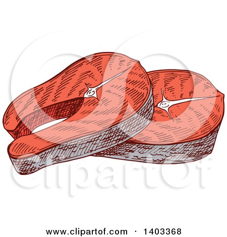 Clipart of Sketched Salmon Steaks - Royalty Free Vector Illustration by Vector Tradition SM