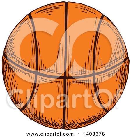 Clipart of a Sketched Basketball - Royalty Free Vector Illustration by Vector Tradition SM
