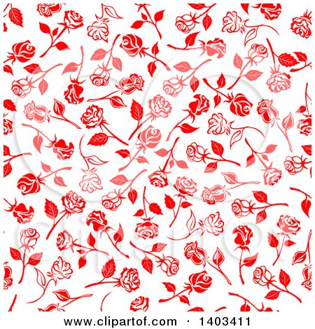 Clipart of a Seamless Background Pattern of Red Roses - Royalty Free Vector Illustration by Vector Tradition SM
