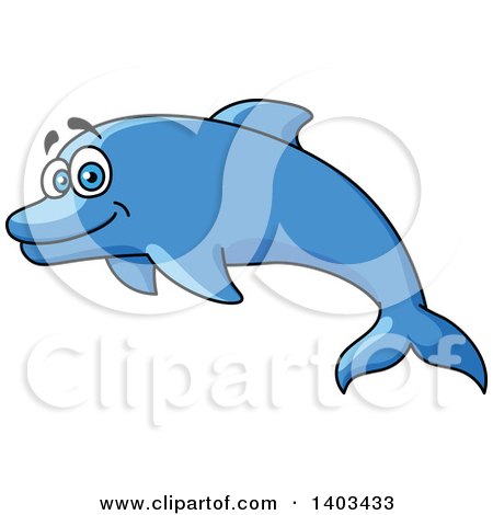 Clipart of a Cartoon Happy Dolphin - Royalty Free Vector Illustration by Vector Tradition SM