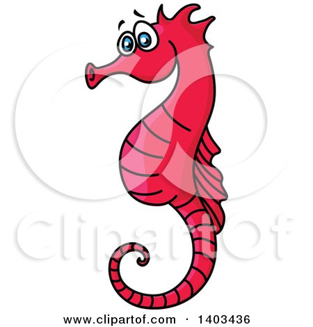 Clipart of a Cartoon Pink Seahorse - Royalty Free Vector Illustration by Vector Tradition SM