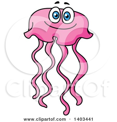 Clipart of a Cartoon Pink Jellyfish - Royalty Free Vector Illustration by Vector Tradition SM