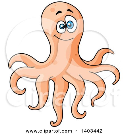 Clipart of a Cartoon Octopus - Royalty Free Vector Illustration by Vector Tradition SM