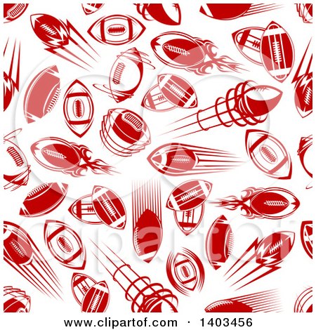 Clipart of a Seamless Background Pattern of Red American Footballs - Royalty Free Vector Illustration by Vector Tradition SM