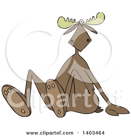 Clipart of a Cartoon Moose Sitting on the Ground - Royalty Free Vector Illustration by djart