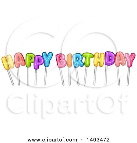 Clipart of Colorful Happy Birthday Text on Sticks - Royalty Free Vector Illustration by Liron Peer