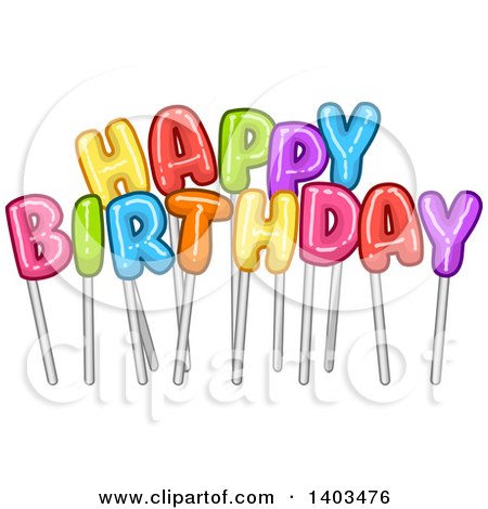 Clipart of Colorful Happy Birthday Text on Sticks - Royalty Free Vector Illustration by Liron Peer