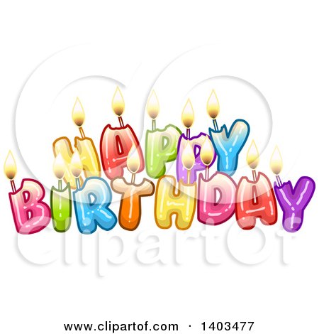 Clipart of Colorful Happy Birthday Text with Candles - Royalty Free Vector Illustration by Liron Peer