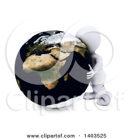 Clipart of a 3d White Man Hugging the Earth, on a White Background - Royalty Free Illustration by KJ Pargeter