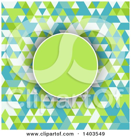 Clipart of a Circle over a Geometric Background in Green Blue and White Tones - Royalty Free Vector Illustration by KJ Pargeter