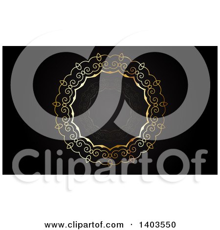 Clipart of a Black and Gold Website Background or Business Card Design with a Circle and Text Space - Royalty Free Vector Illustration by KJ Pargeter