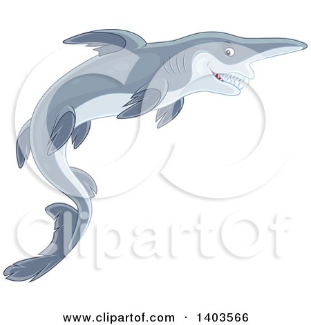 Clipart of a Swimming Goblin Sharks - Royalty Free Vector Illustration by Alex Bannykh